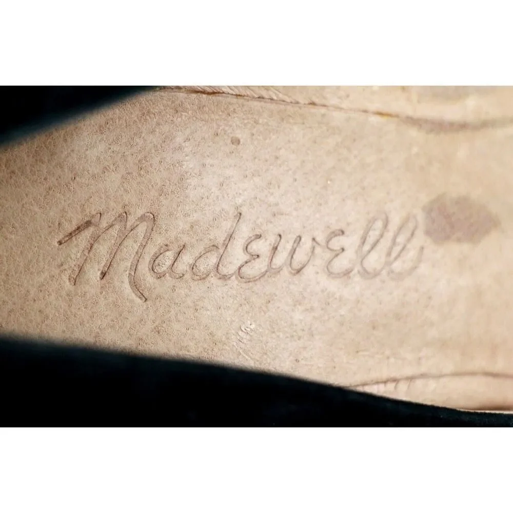 Madewell BLACK GENUINE LEATHER SUEDE MID HEEL POINTED CLASSIC PUMP SHOES Size 6